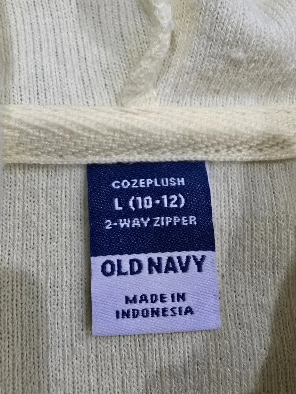 Old Navy Light Yellow Waffle-Knit Cozeplush Hooded Zip Sweatshirt Size L